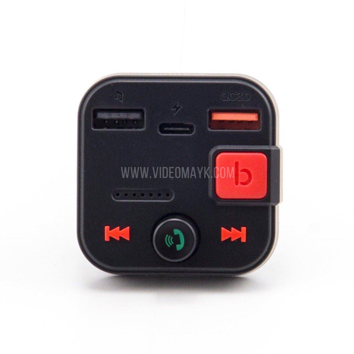 Автомобильный FM-трансмиттер Bluetooth 5.1 Eplutus FB-20 / QC 3.0 / 30W / 2 USB / Type-C /LED диспле