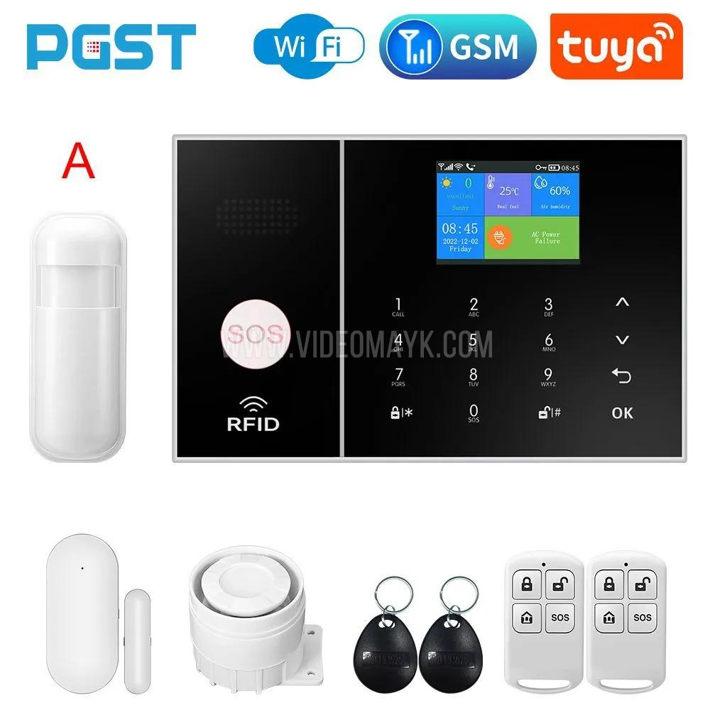 PGST Домашняя интеллектуальная система сигнализации, WIFI GSM узел охранной сигнализации, с дверью и инфракрасным датчиком движения,Tuya интеллектуальное управление приложением PG108