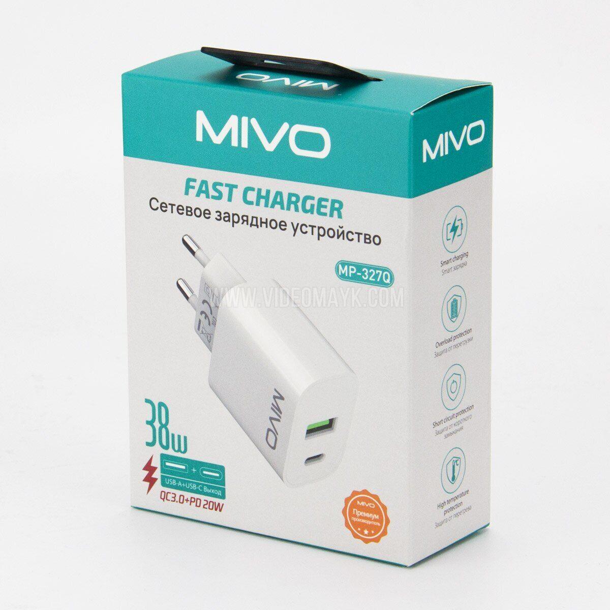 Mivo MP-327Q Сетевое зарядное устройство 38W, USB+Type-C